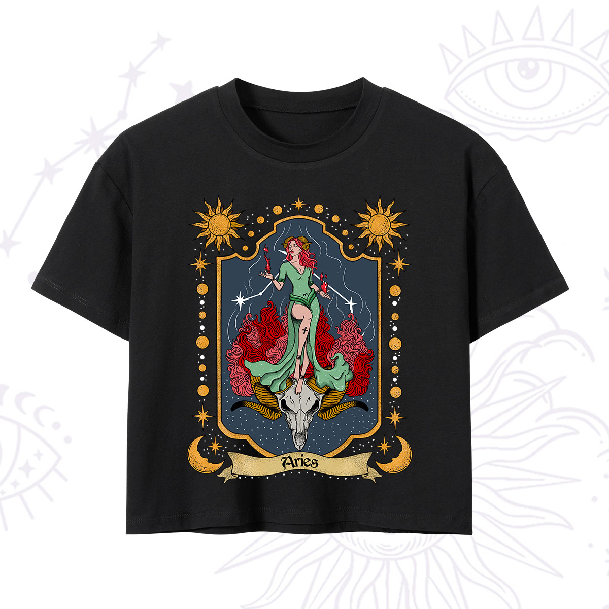 Purplehecate Aries Zodiac Crop T-Shirt