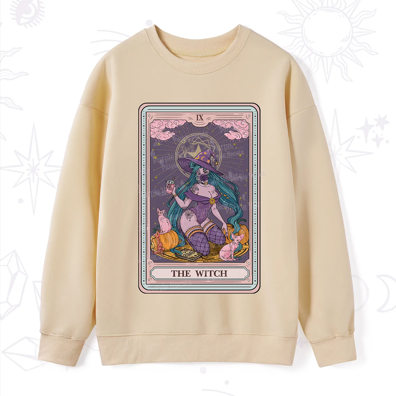 Purplehecate The Witch Tarot Halloween Sweatshirt