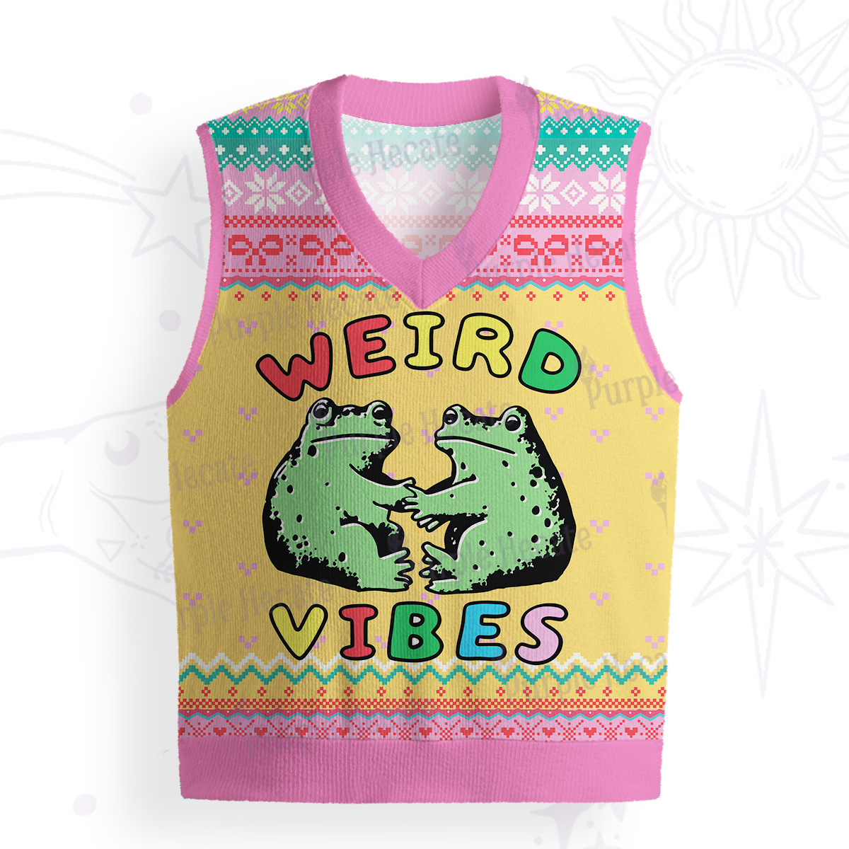 Purplehecate Weird Frog Vibes Ugly Sweater Vest