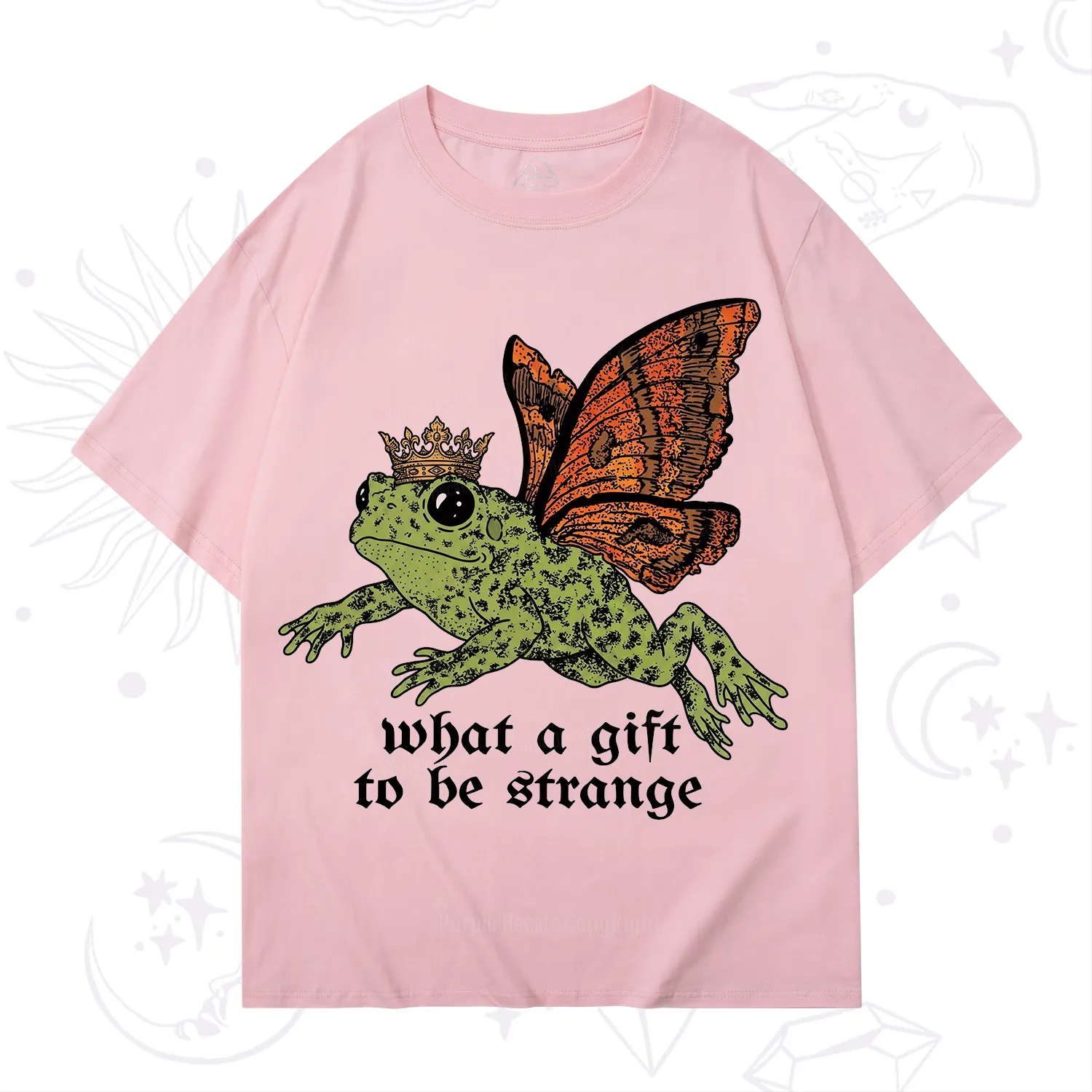 Purplehecate What a Gift to Be Strange Cat Frog T-Shirt