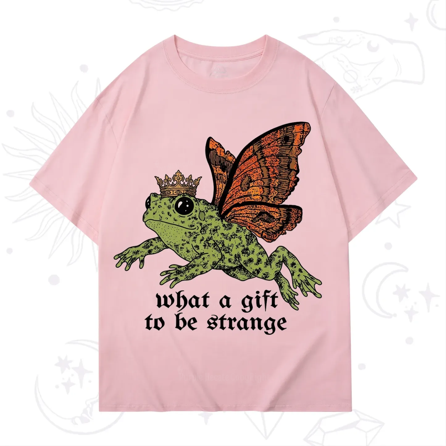 Purplehecate What a Gift to Be Strange Cat Frog T-Shirt