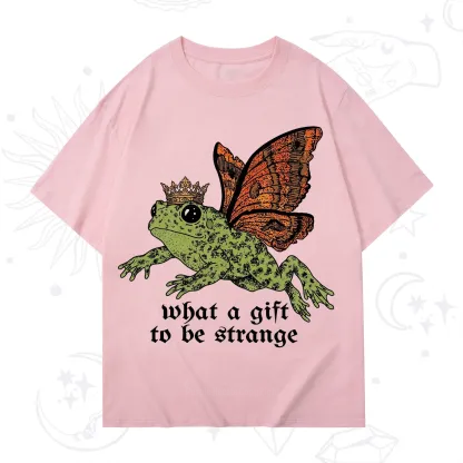 Purplehecate What a Gift to Be Strange Cat Frog T-Shirt