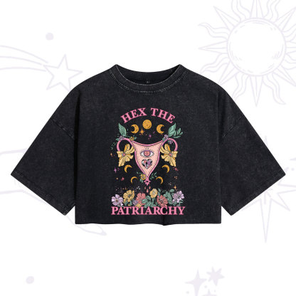 Purplehecate Hex the Patriarchy Feminist Washed Cropped T-Shirt