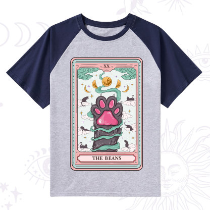Purplehecate The Beans Cat Tarot Raglan Short Sleeve T‑Shirt