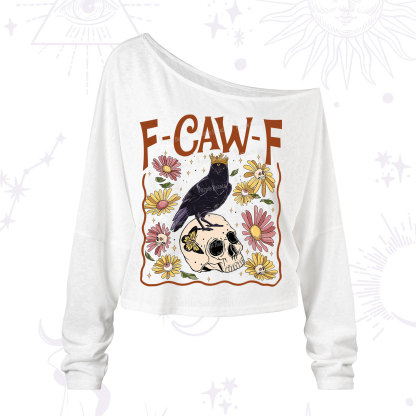 Purplehecate Funny F-Caw-F Crow Shoulder Long Sleeve Shirt