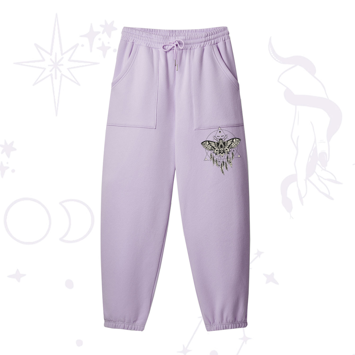 Purplehecate Mystical Luna Moth Fleece Sweatpants
