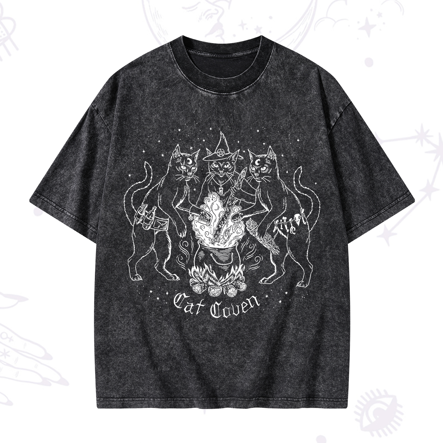 Purplehecate Cat Coven Washed T-Shirt