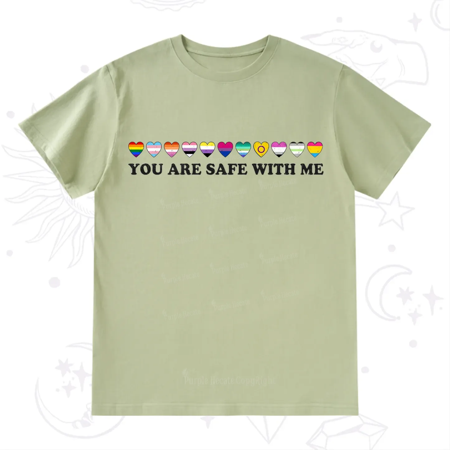 Purplehecate You Are Safe With Me Pride T-Shirt