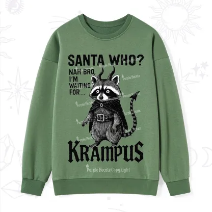Purplehecate Santa Who? Nah Bro I'm Waiting for Krampus Christmas Sweatshirt