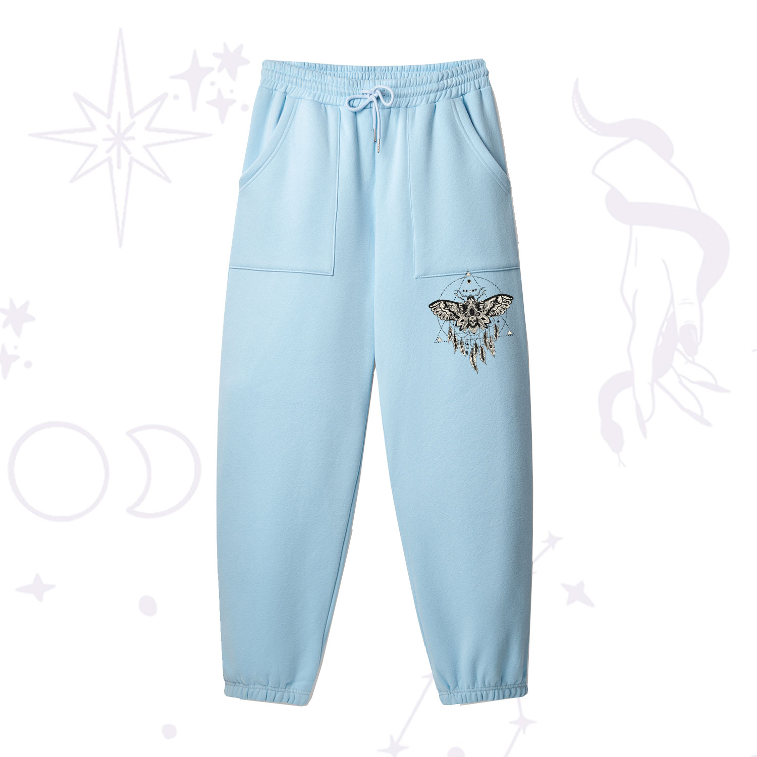 Purplehecate Mystical Luna Moth Fleece Sweatpants