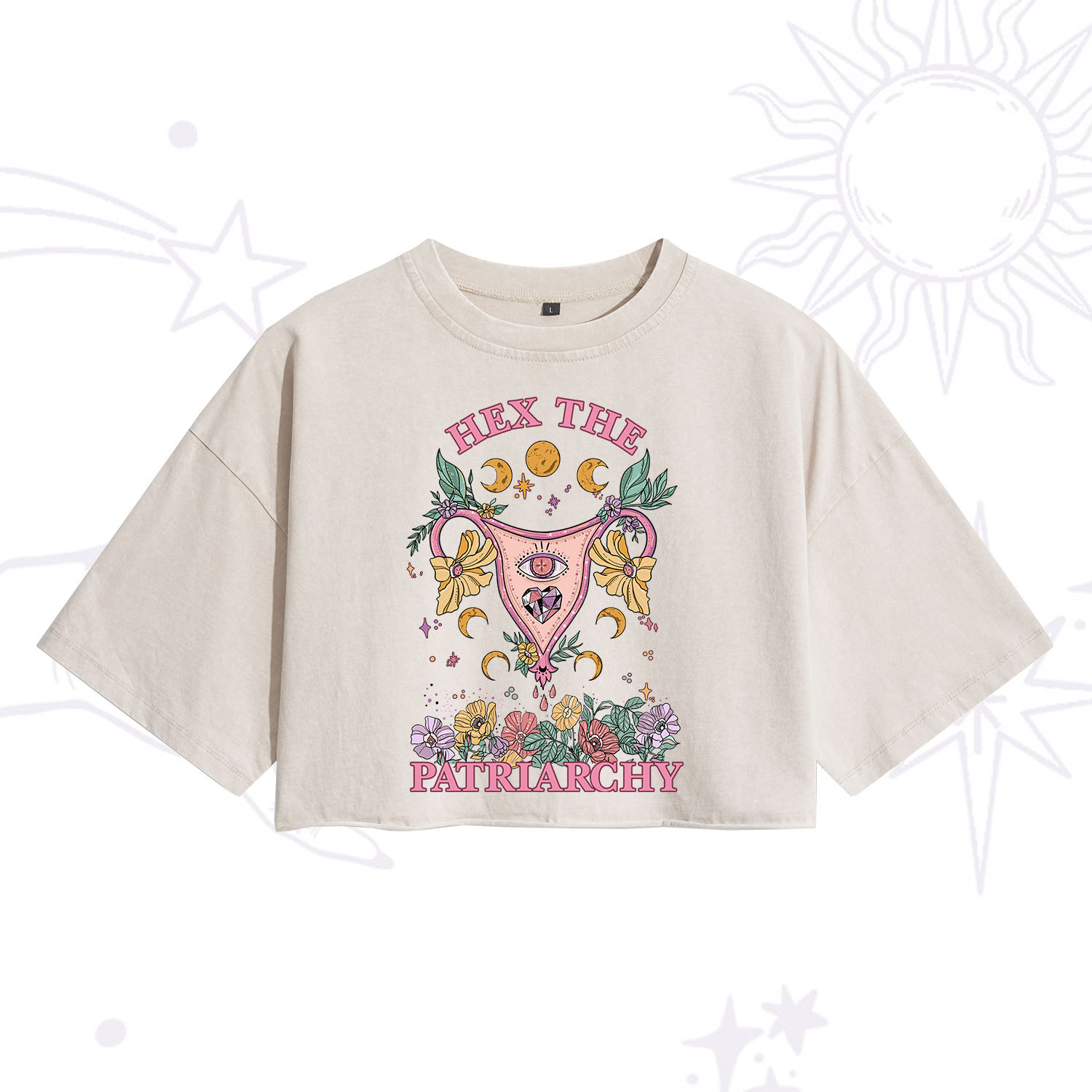 Purplehecate Hex the Patriarchy Feminist Washed Cropped T-Shirt