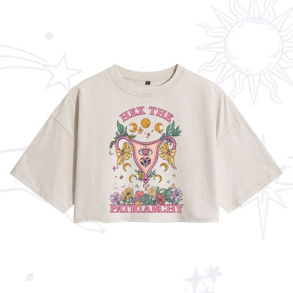 Purplehecate Hex the Patriarchy Feminist Washed Cropped T-Shirt