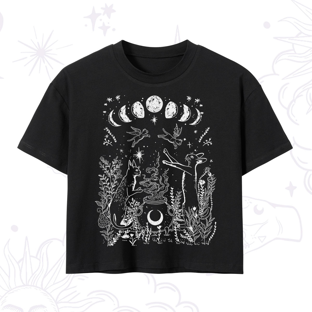 Purplehecate Celestial Cat Crop T-Shirt 