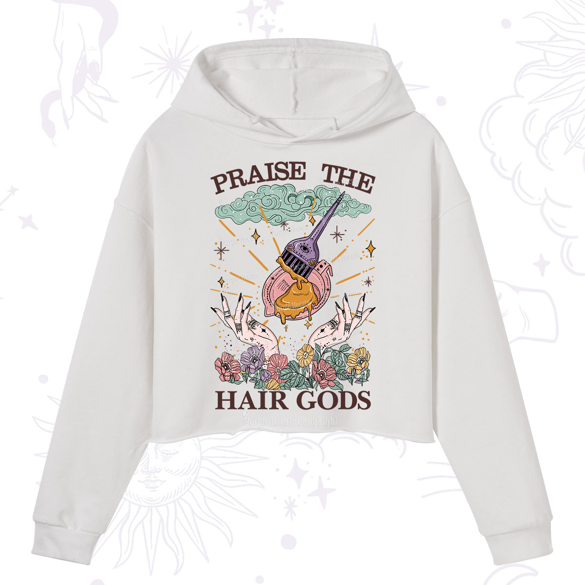 Purplehecate Praise The Hair Gods Crop Hoodie