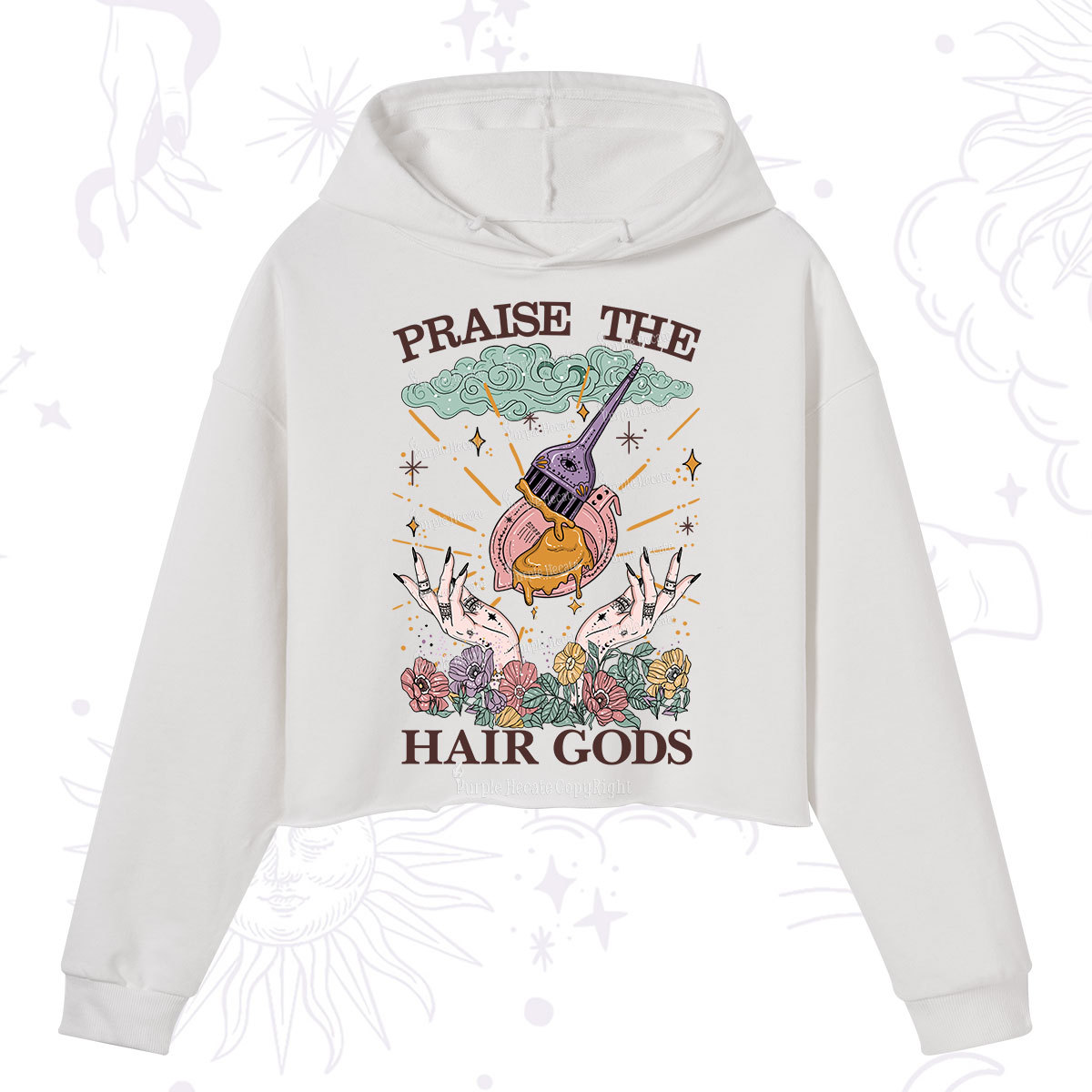 Purplehecate Praise The Hair Gods Crop Hoodie