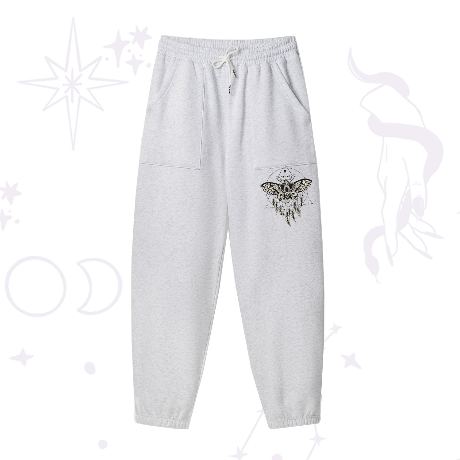 Purplehecate Mystical Luna Moth Fleece Sweatpants