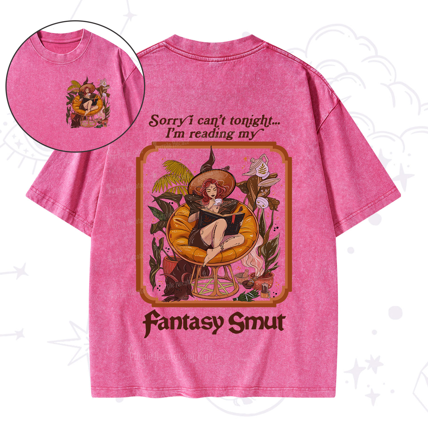 Purplehecate Sorry I Can't Tonight I'm Reading My Fantasy Smut Washed T-Shirt