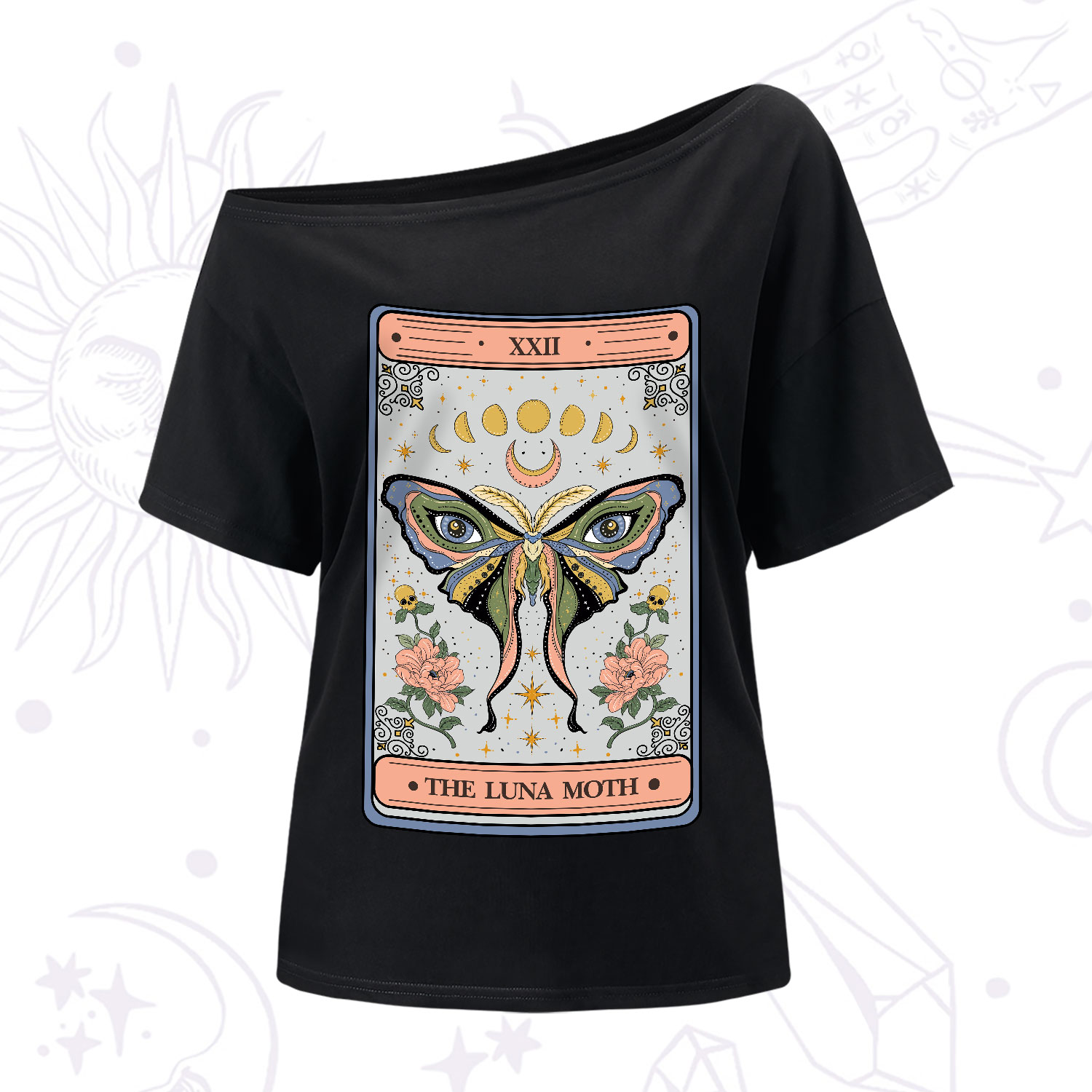 Purplehecate The Luna Moth Tarot One-Shoulder T-Shirt