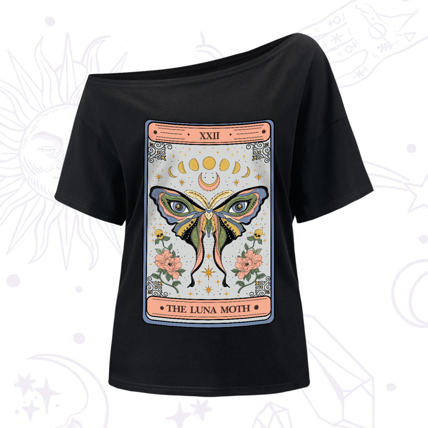 Purplehecate The Luna Moth Tarot One-Shoulder T-Shirt