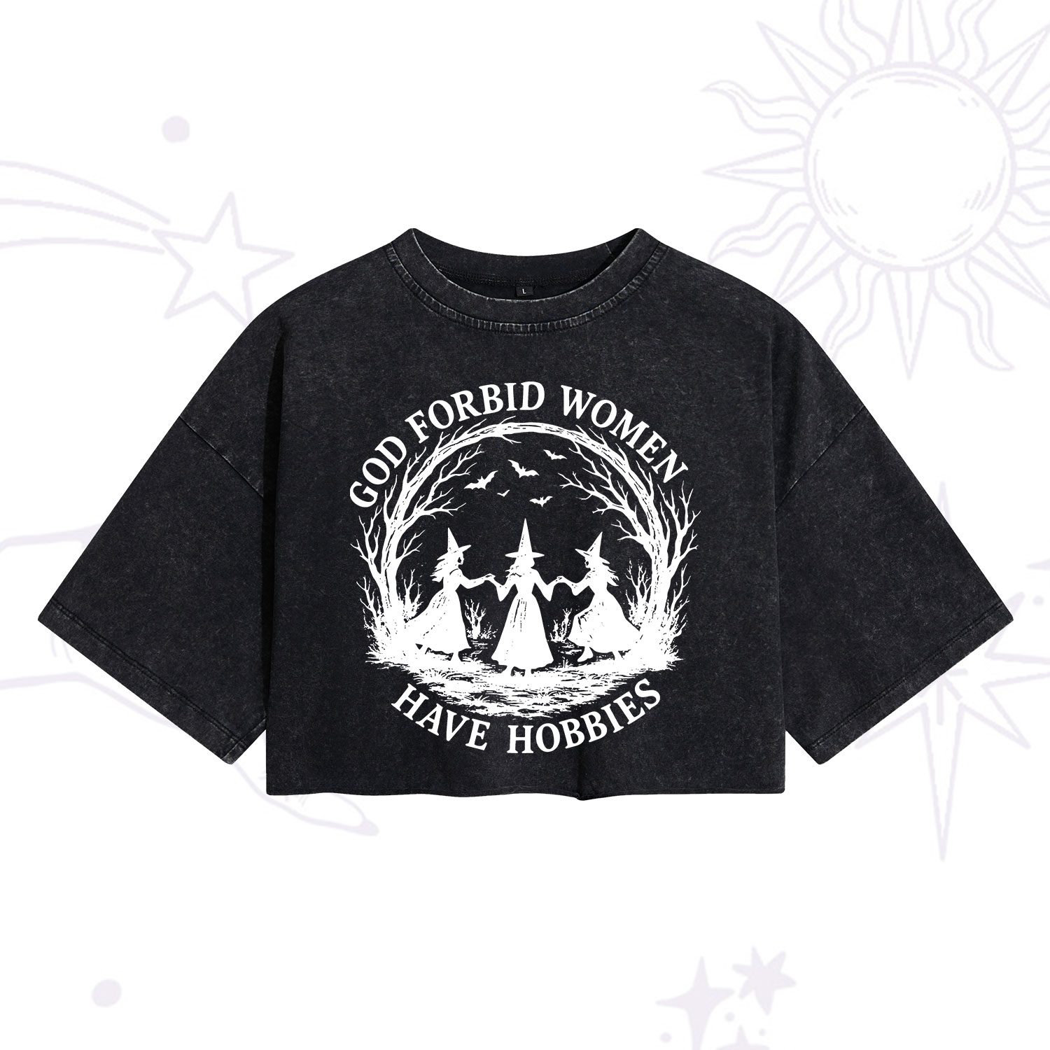 Purplehecate God Forbid Women Have Hobbies Washed Cropped T-Shirt