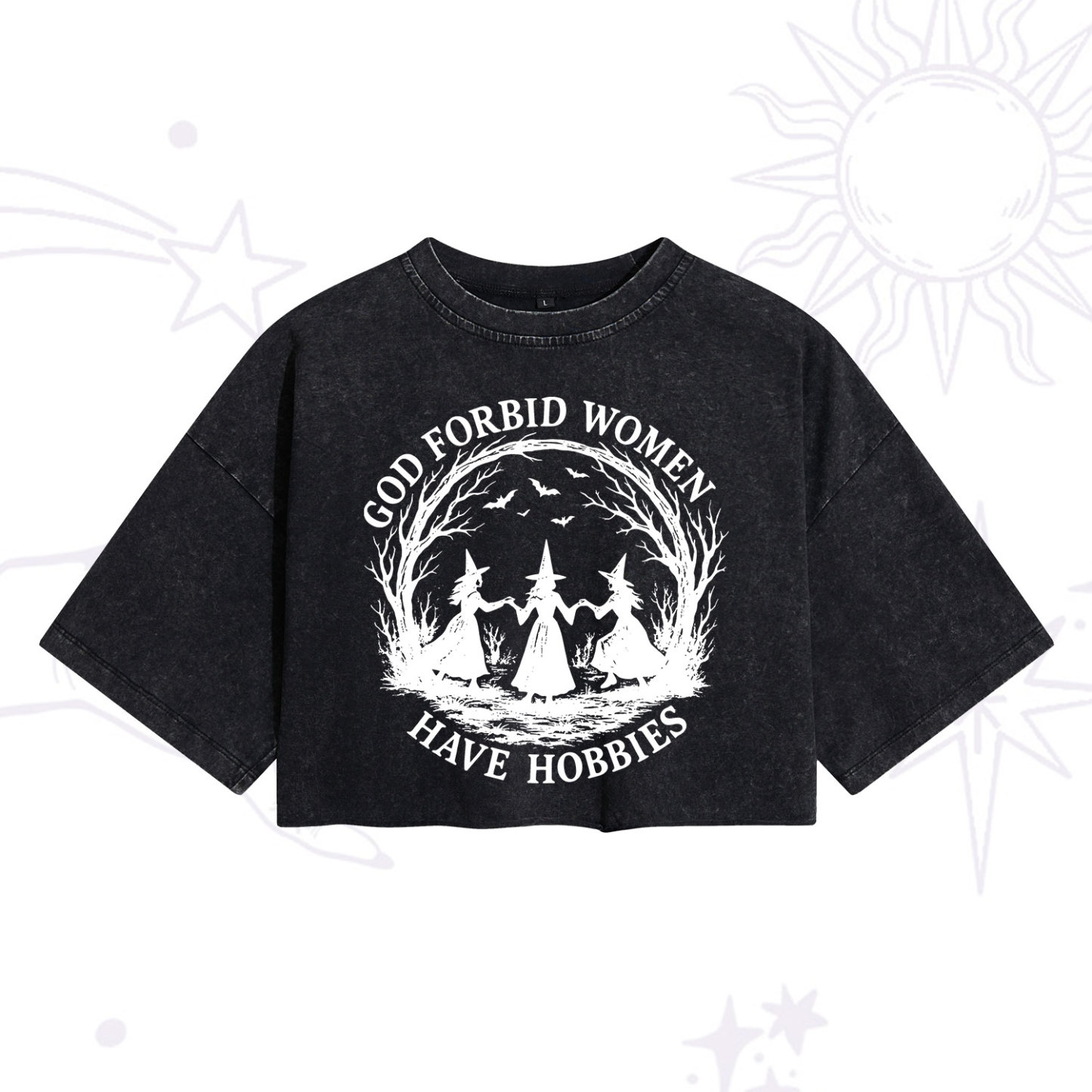 Purplehecate God Forbid Women Have Hobbies Washed Cropped T-Shirt