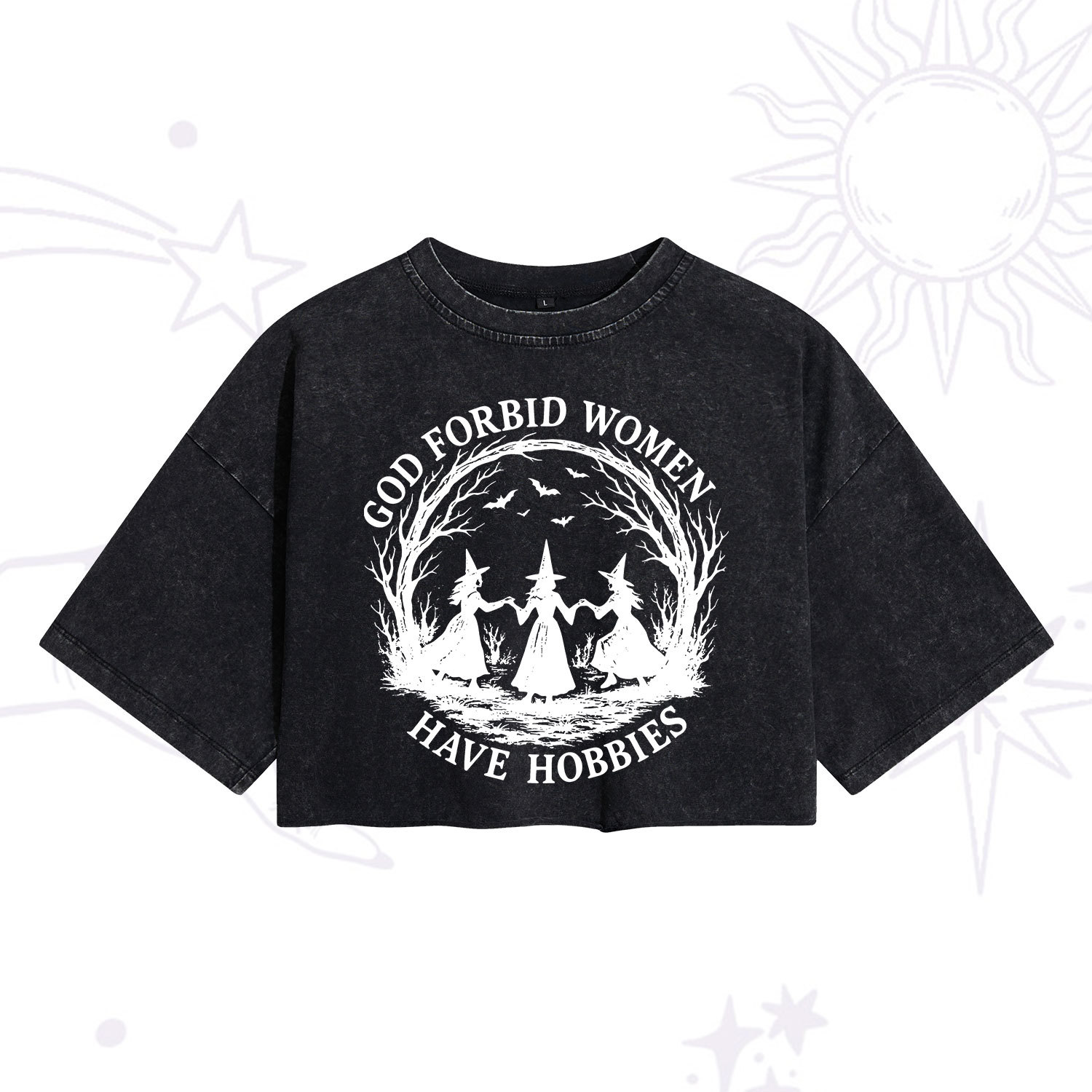 Purplehecate God Forbid Women Have Hobbies Washed Cropped T-Shirt