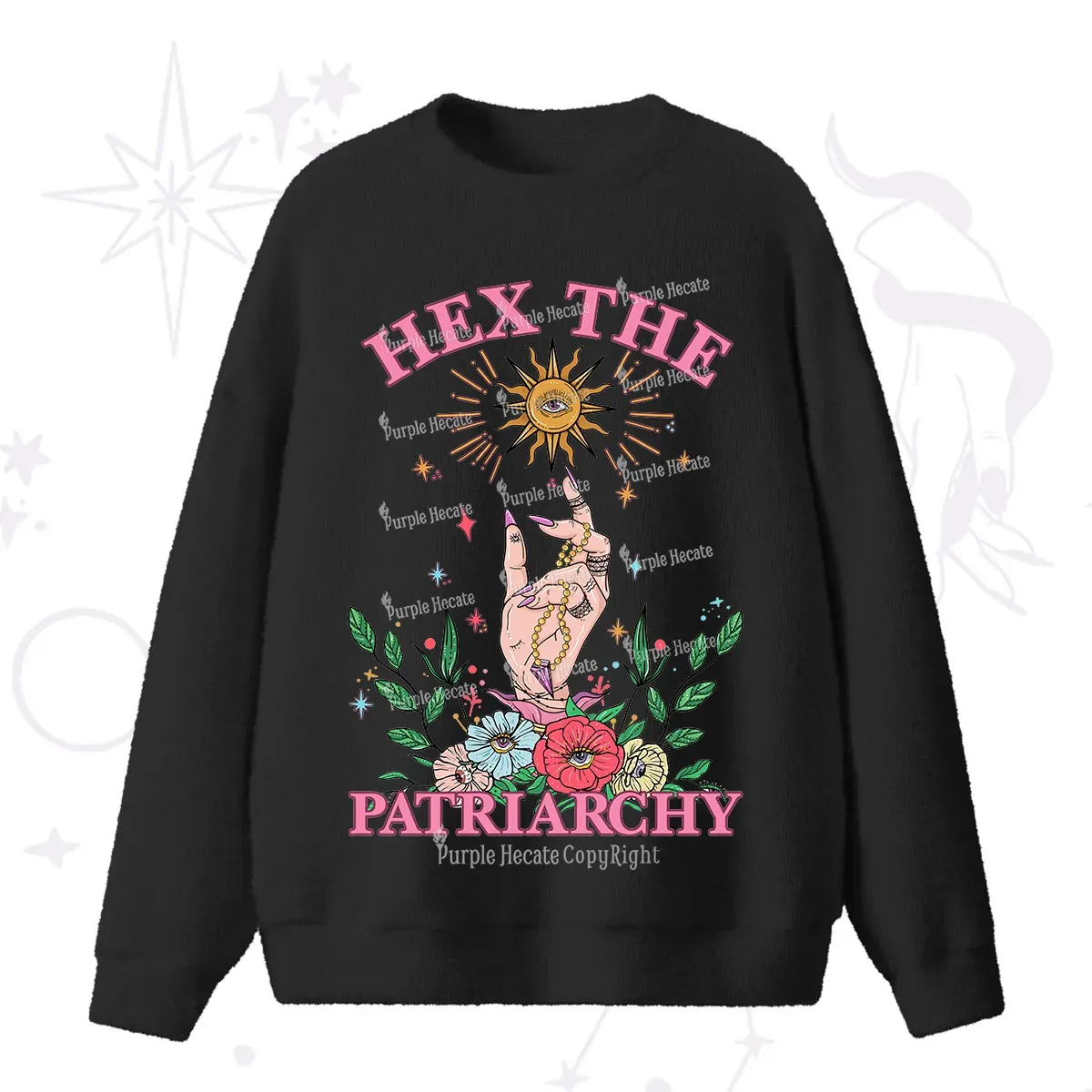 Purplehecate Hex The Patriarchy Witchy Fuzzy Ugly Sweater