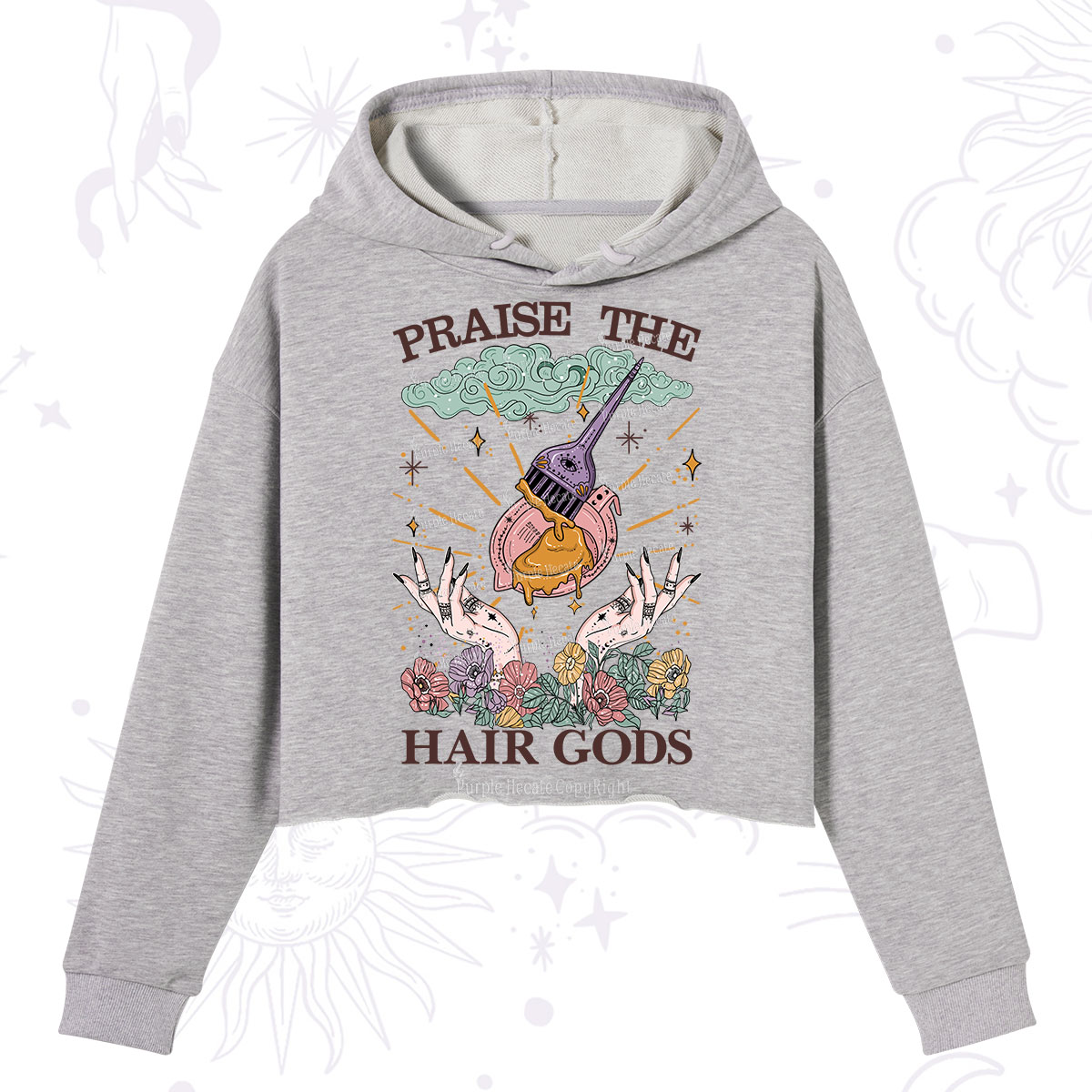 Purplehecate Praise The Hair Gods Crop Hoodie