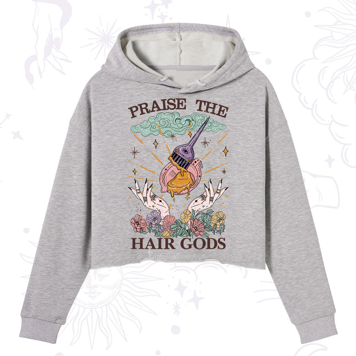 Purplehecate Praise The Hair Gods Crop Hoodie