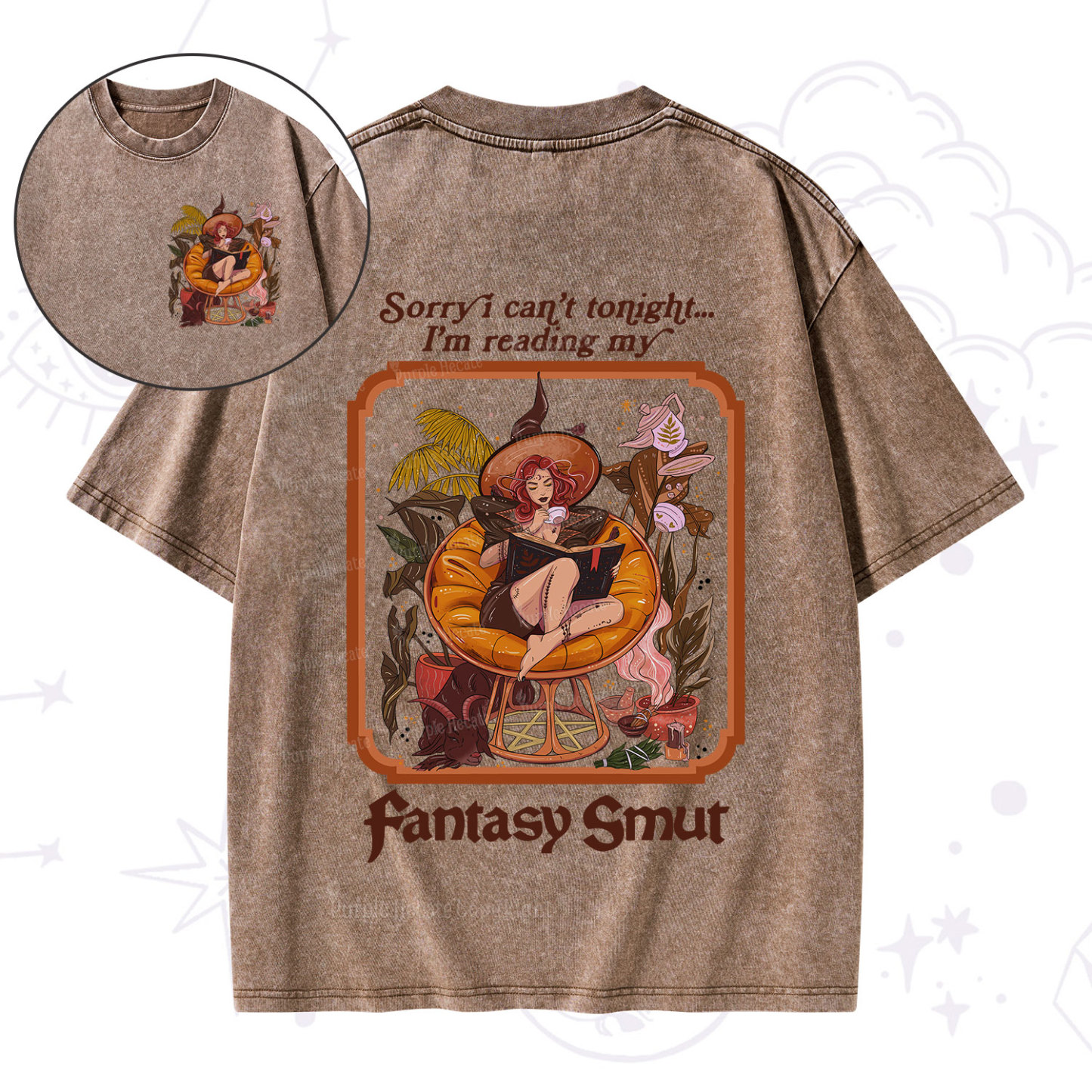 Purplehecate Sorry I Can't Tonight I'm Reading My Fantasy Smut Washed T-Shirt