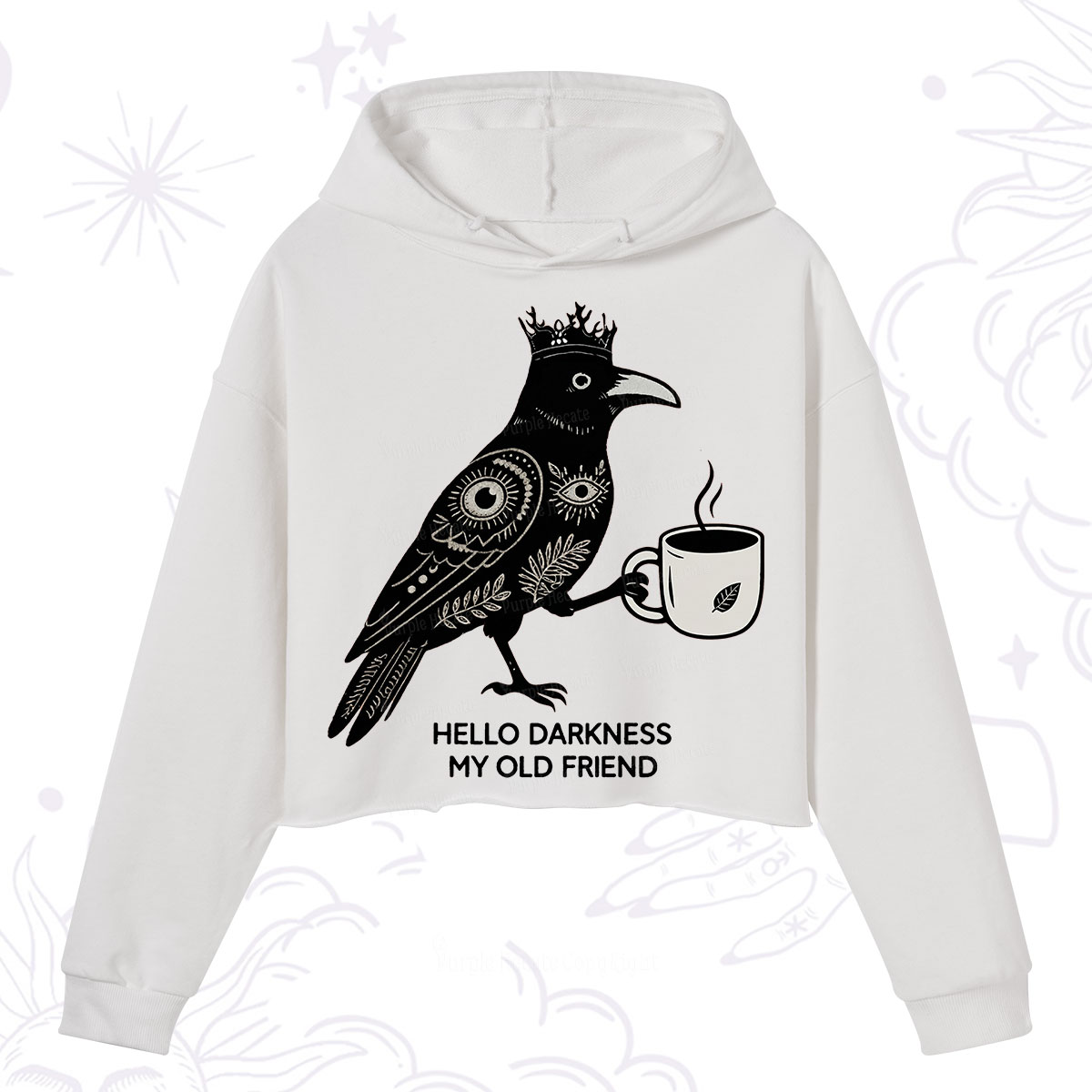 Purplehecate Hello Darkness My Old Friend Crop Hoodie