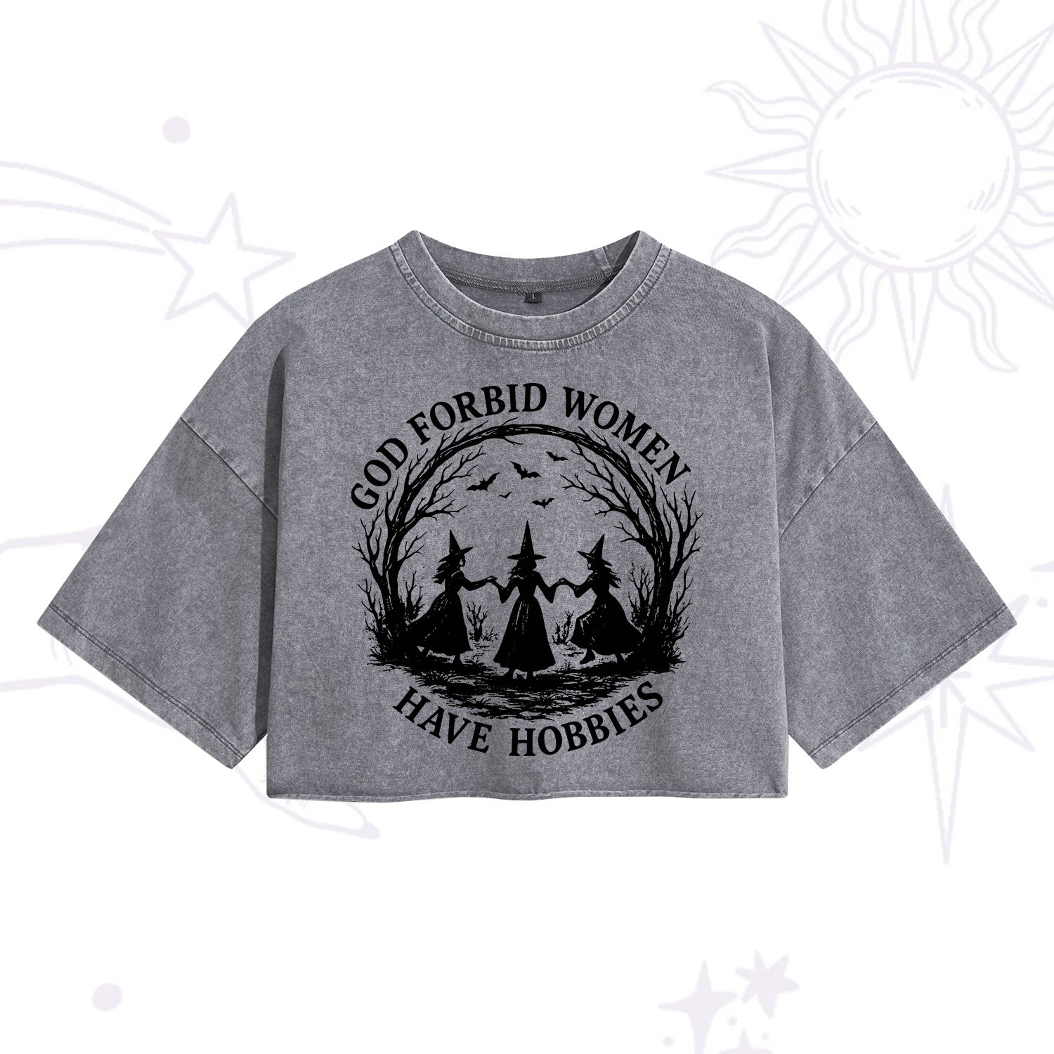 Purplehecate God Forbid Women Have Hobbies Washed Cropped T-Shirt