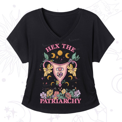 Purplehecate Hex the Patriarchy Feminist V-Neck T-Shirt
