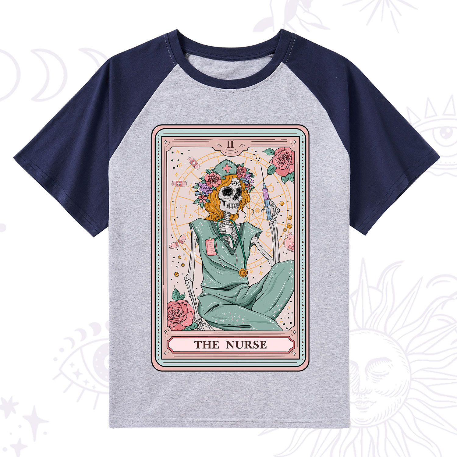 Purplehecate The Nurse Tarot Raglan Short Sleeve T‑Shirt