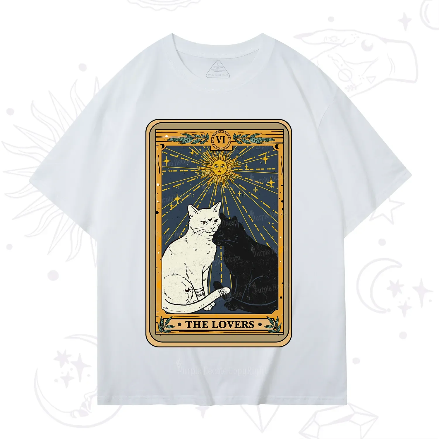 Purplehecate The Lovers Cat Tarot Card T-Shirt