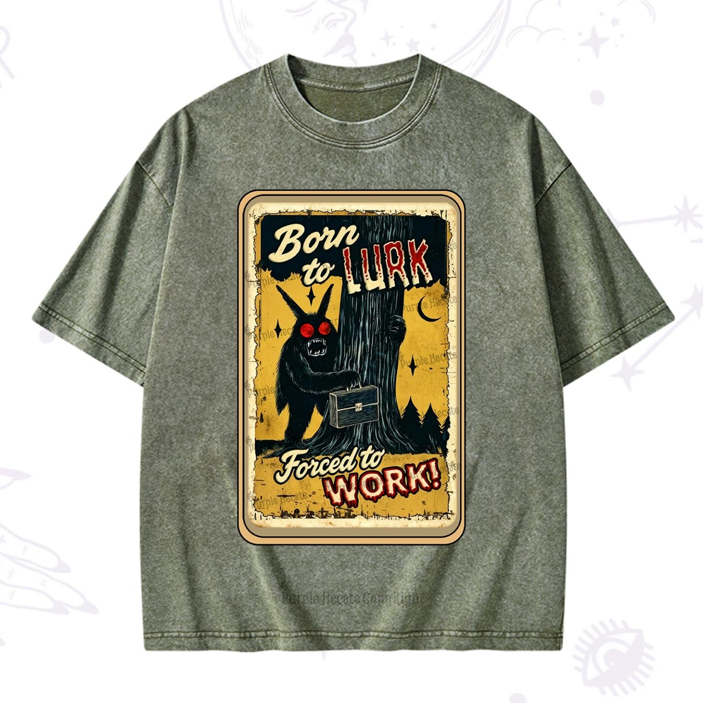 Purplehecate Cryptid Mothman Horror Washed T-Shirt