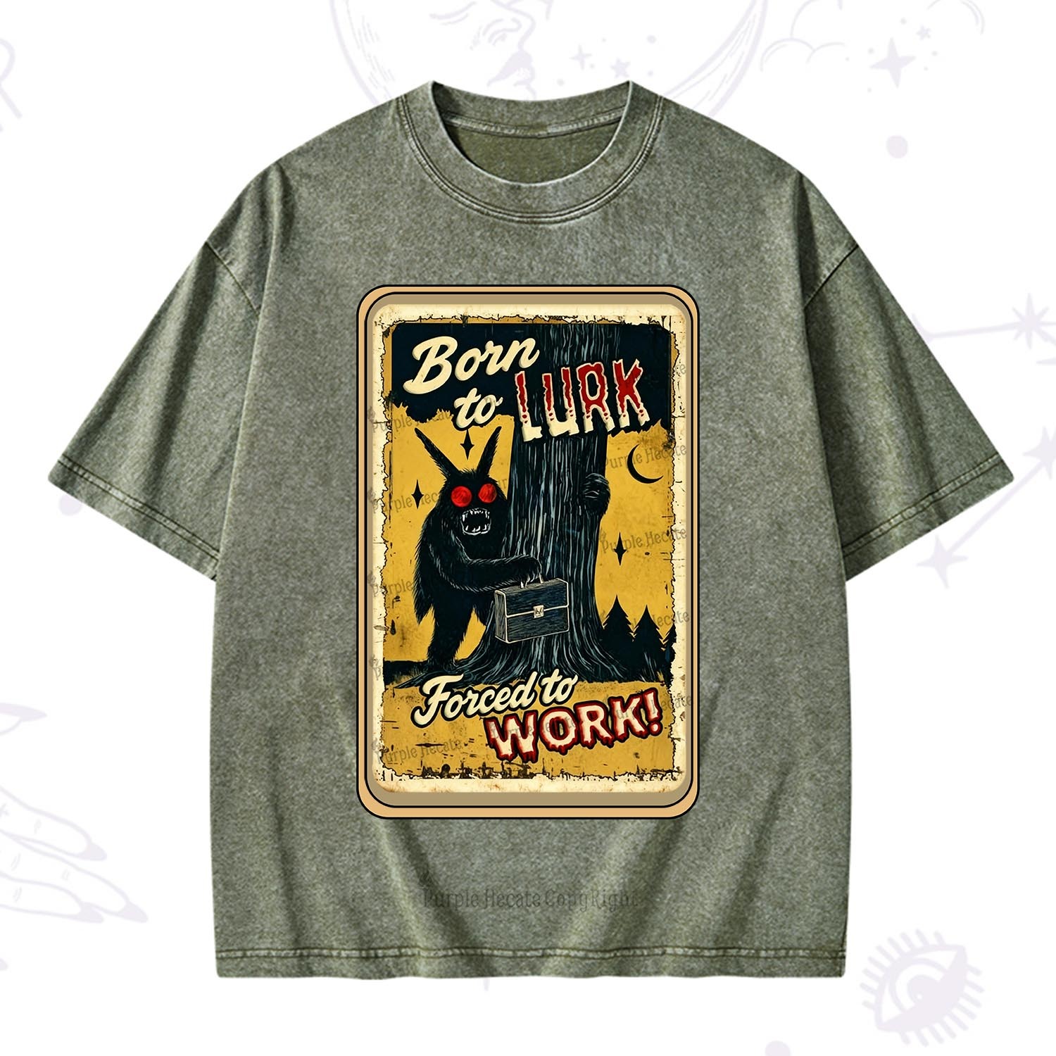 Purplehecate Cryptid Mothman Horror Washed T-Shirt