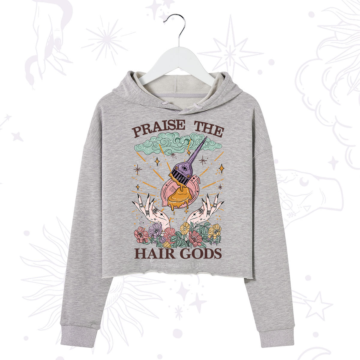 Purplehecate Praise The Hair Gods Crop Hoodie