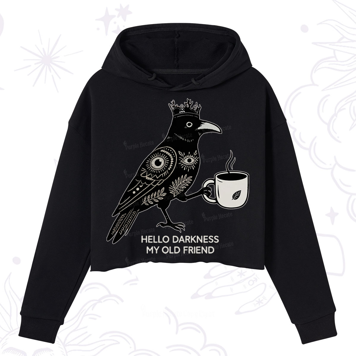 Purplehecate Hello Darkness My Old Friend Crop Hoodie
