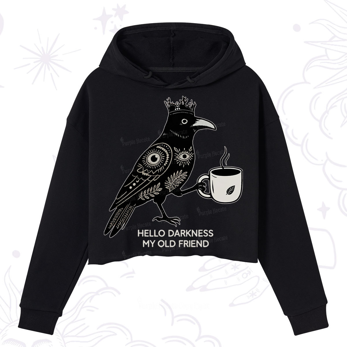Purplehecate Hello Darkness My Old Friend Crop Hoodie