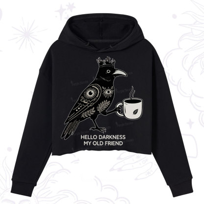 Purplehecate Hello Darkness My Old Friend Crop Hoodie