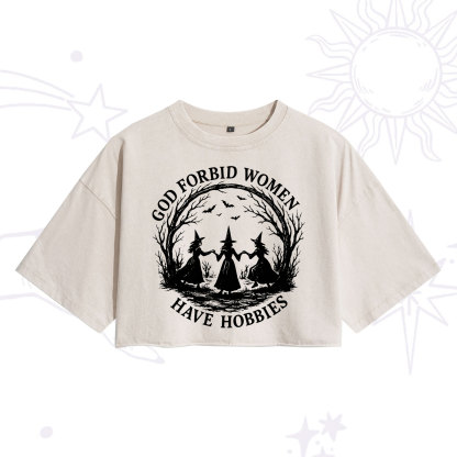 Purplehecate God Forbid Women Have Hobbies Washed Cropped T-Shirt