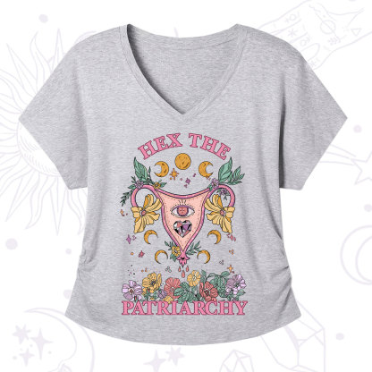 Purplehecate Hex the Patriarchy Feminist V-Neck T-Shirt
