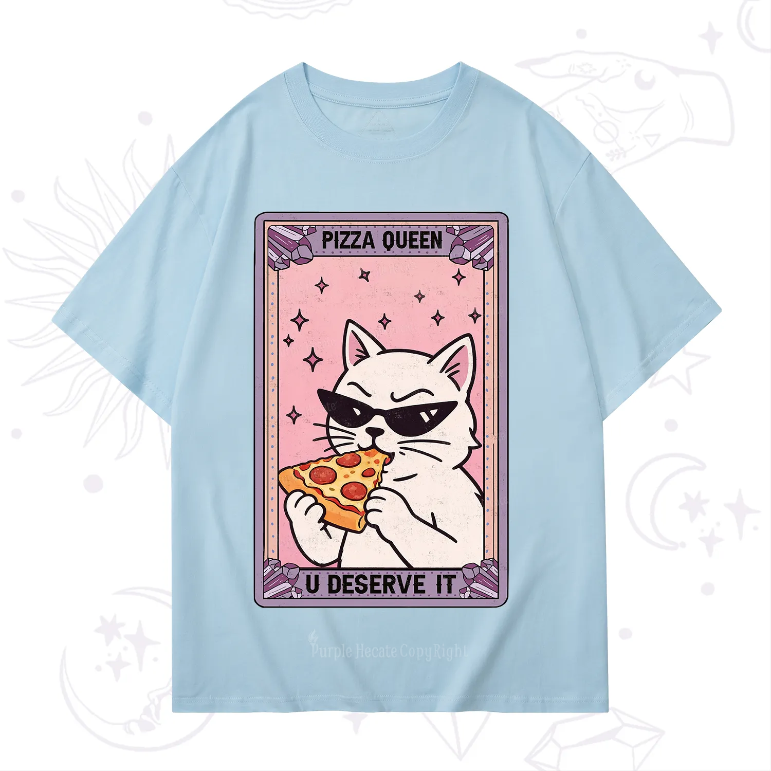 Purplehecate The Pizza Queen Cat Tarot T-Shirt