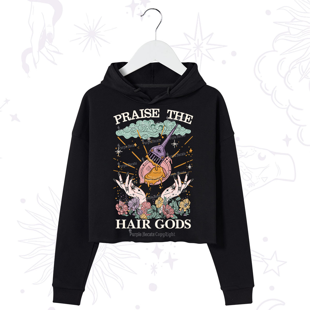 Purplehecate Praise The Hair Gods Crop Hoodie