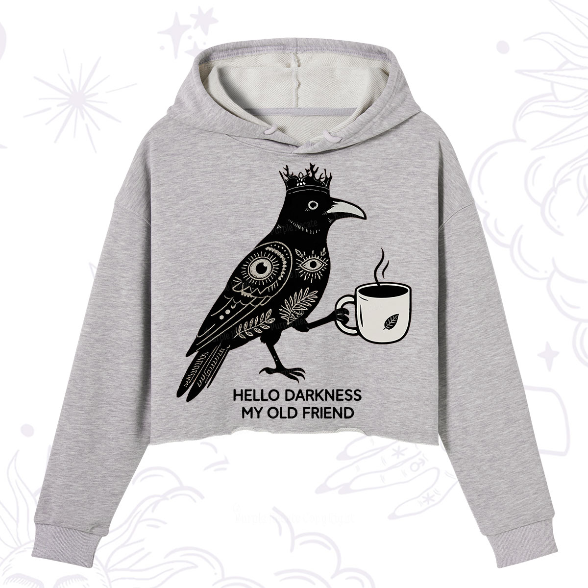 Purplehecate Hello Darkness My Old Friend Crop Hoodie