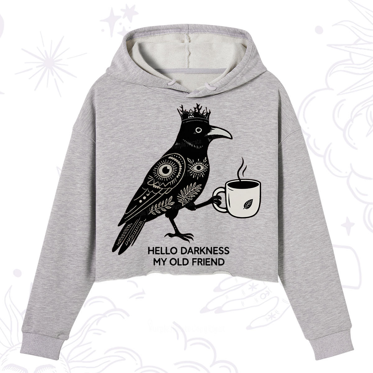 Purplehecate Hello Darkness My Old Friend Crop Hoodie