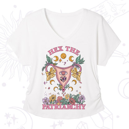 Purplehecate Hex the Patriarchy Feminist V-Neck T-Shirt