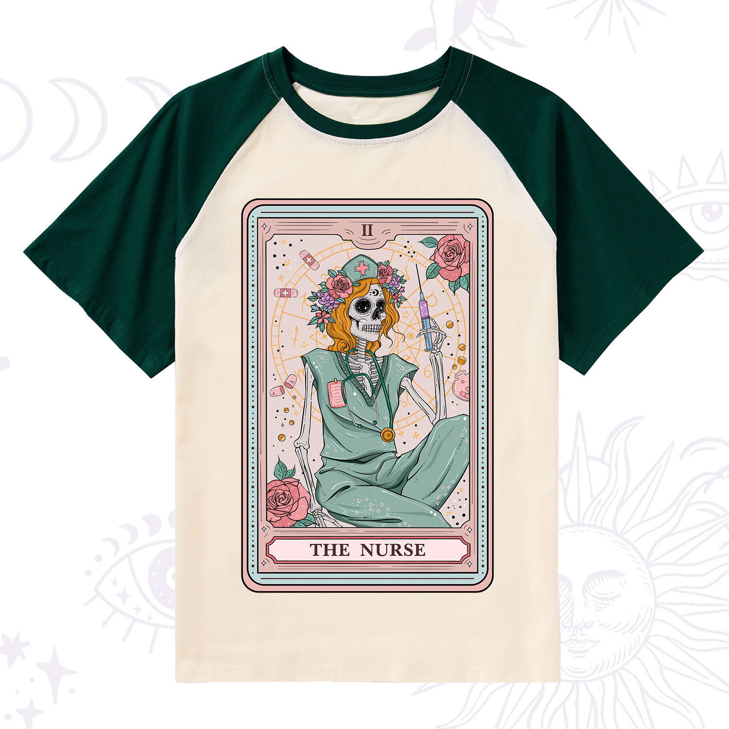 Purplehecate The Nurse Tarot Raglan Short Sleeve T‑Shirt