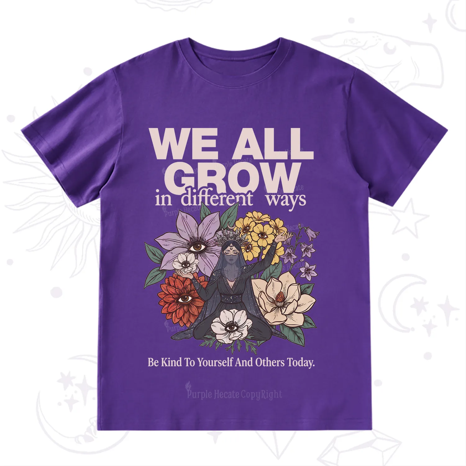 Purplehecate We All Grow Different Ways Floral T-Shirt